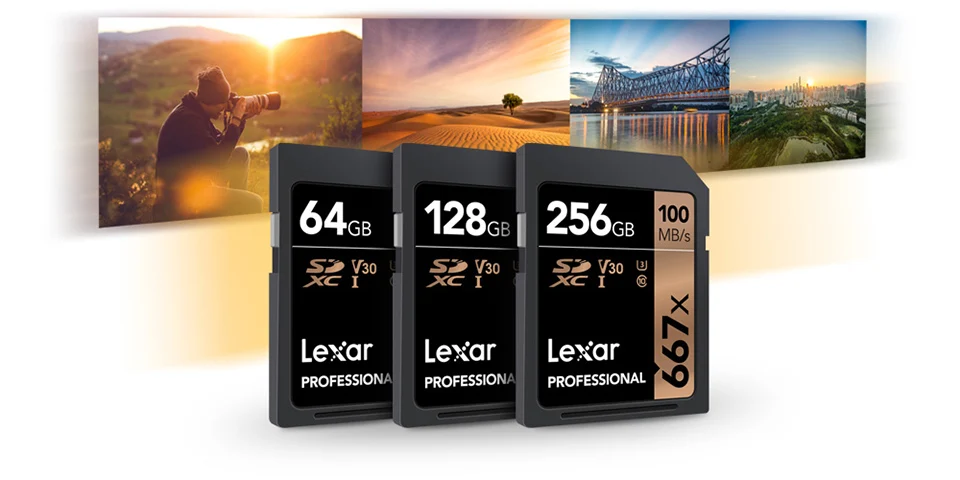 Lexar Профессиональный 667x SDXC UHS-I sd-карты до 100 МБ/с. V30 C10 64 Гб 128 ГБ 256 Гб карта памяти для Full-HD 3D и 4K видео Камера