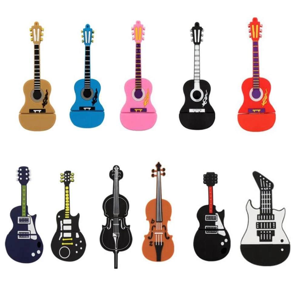 

10 Styles Cartoon 64GB Cute Musical Instrument Guitar Violin USB Flash Drive 4G 8G 16G 32G 128G 256GB Pendrive USB 2.0 Usb Stick