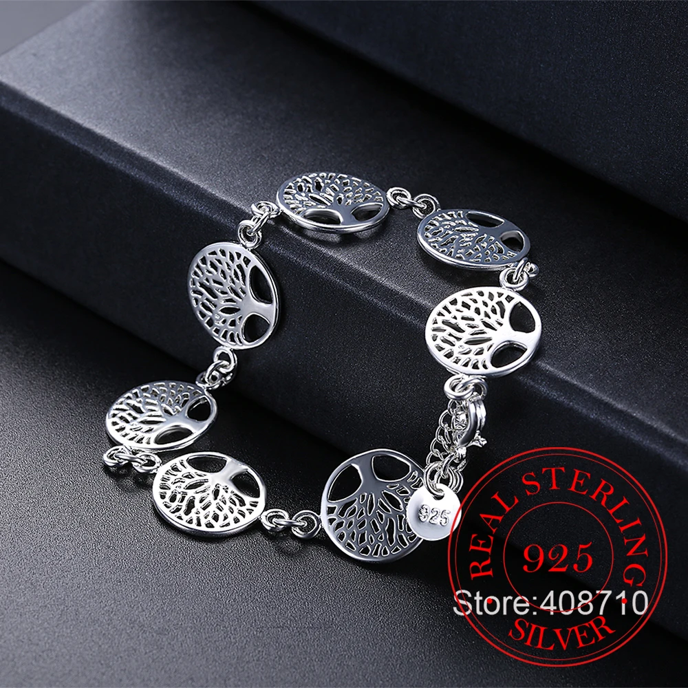 925 стерлингового серебра Браслет Древо жизни Для женщин Персонализированные