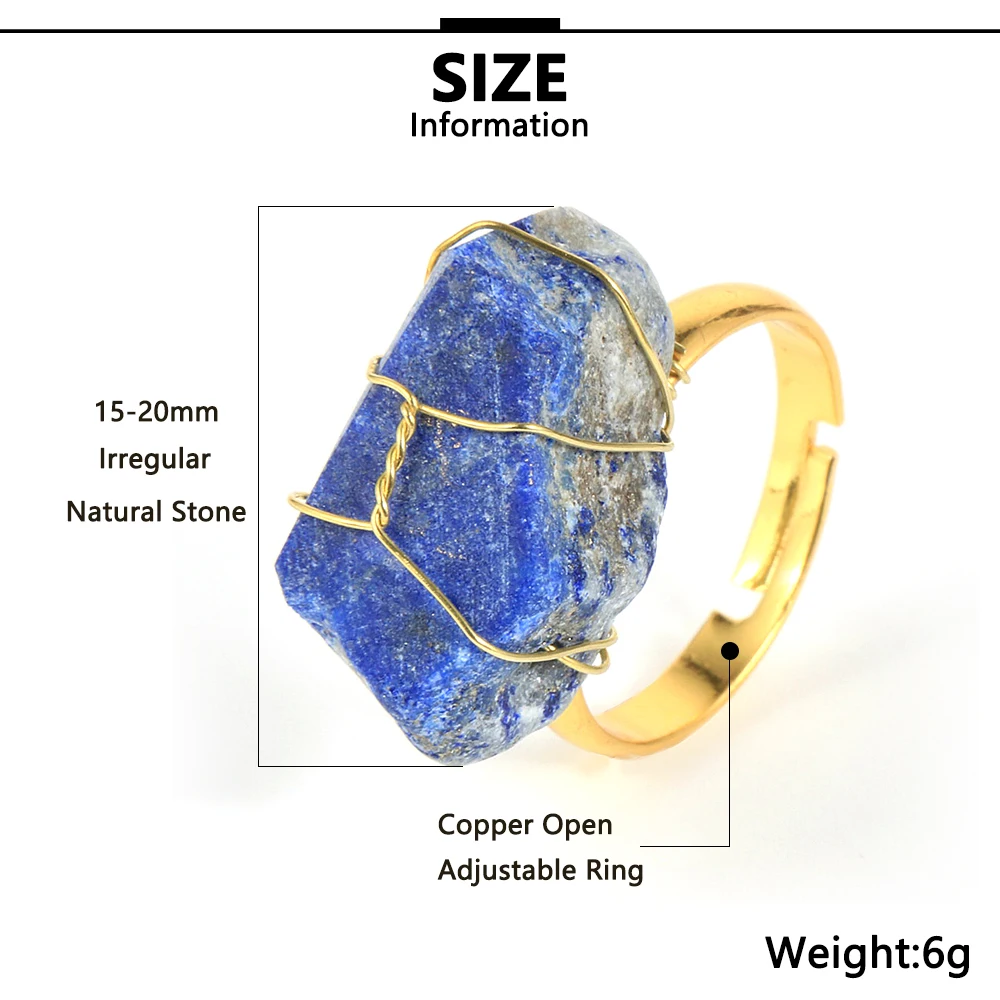 Кольцо с натуральным драгоценным камнем для мужчин и женщин неправильной формы