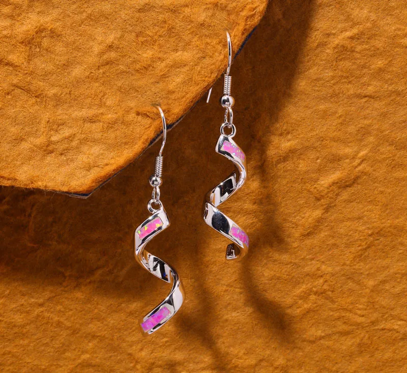 Женские серьги подвески CiNily розовые оранжевые белые синие огненный опал