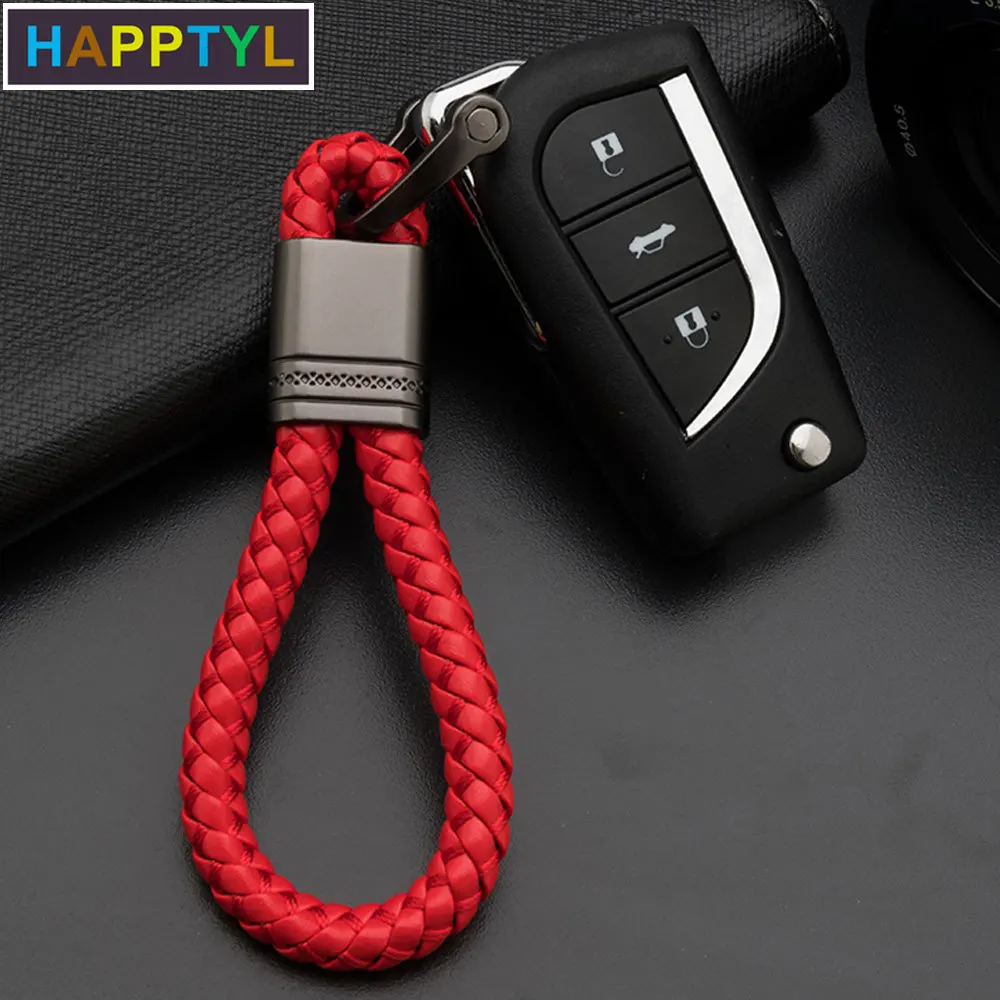 HAPPTYL 1 шт. модные кожаные брелки из микрофибры для женщин и мужчин плетеные ключей