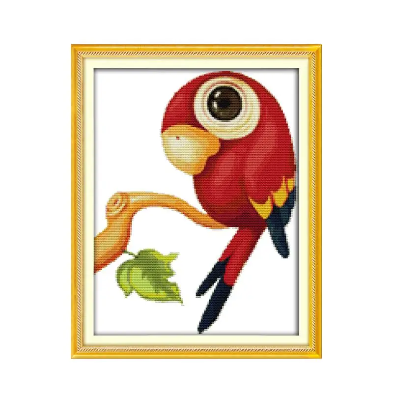 

Parrot cross stitch kit 14ct 11ct pre stamped canvas embroidery DIY handmade needlework
