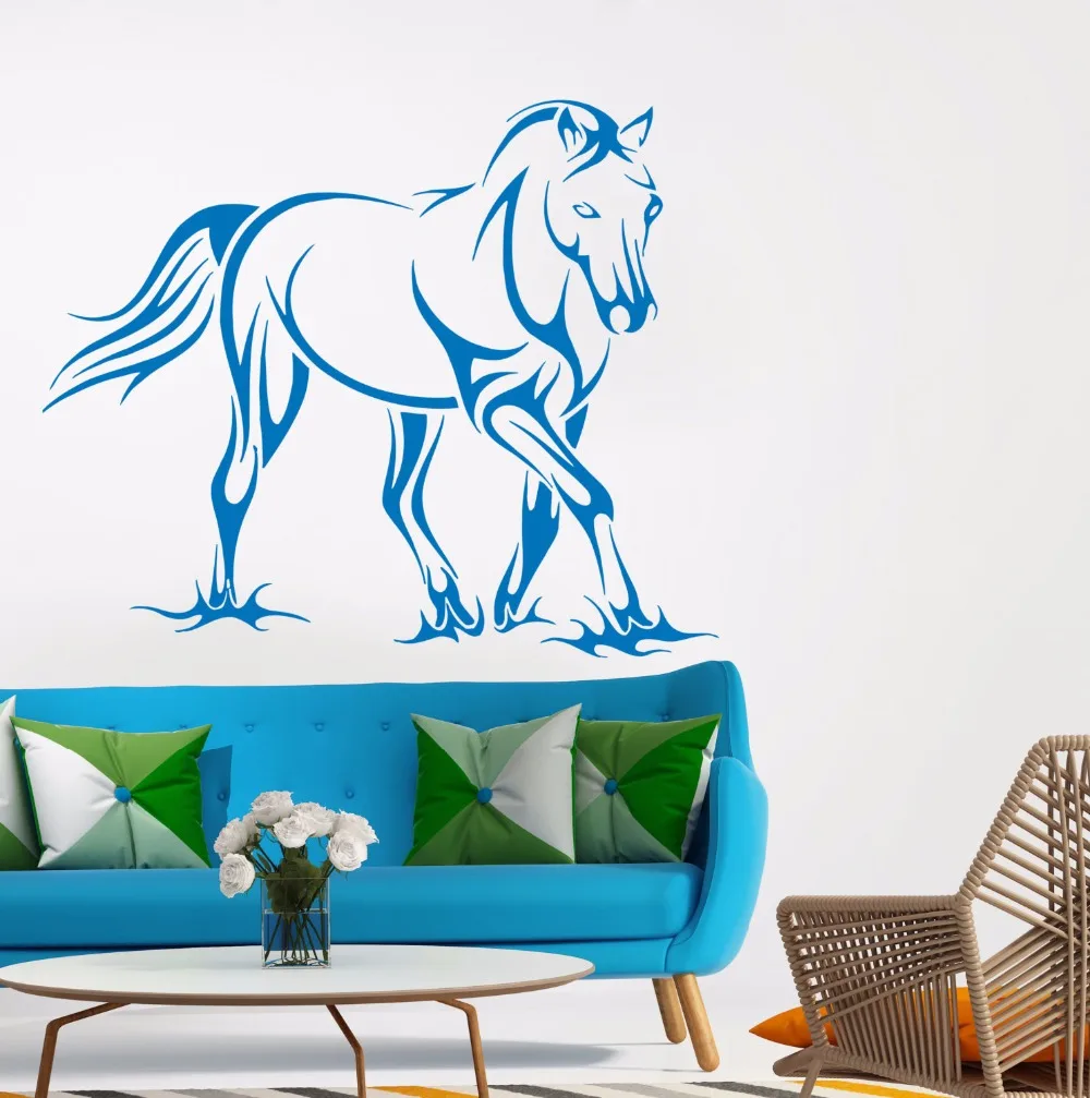 Виниловый художественный настенный стикер лошадь животное прогулка украшение