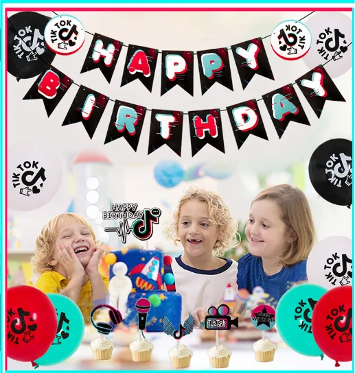 

Birthday Party Decorations, Music Party Supplies for Kids Birthday, Icluded Happy Birthday Banner, Balloons, Cake Toppers