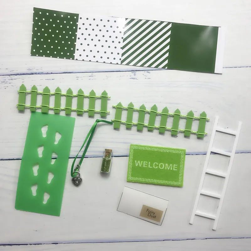 Dark green DIY Ручная работа сказочная дверь отличный подарок для ребенка миниатюрный волшебный зуб Сказочный дверной коврик лестница забор суккулент мини аксессуар сумка - Цвет: Dark green