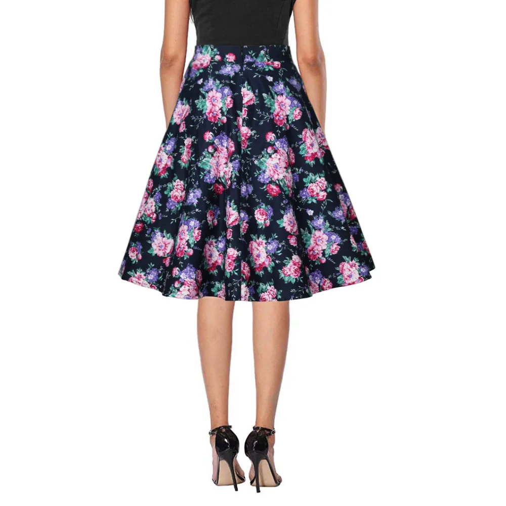 Женская винтажная юбка миди в стиле ретро повседневная средней длины с высокой