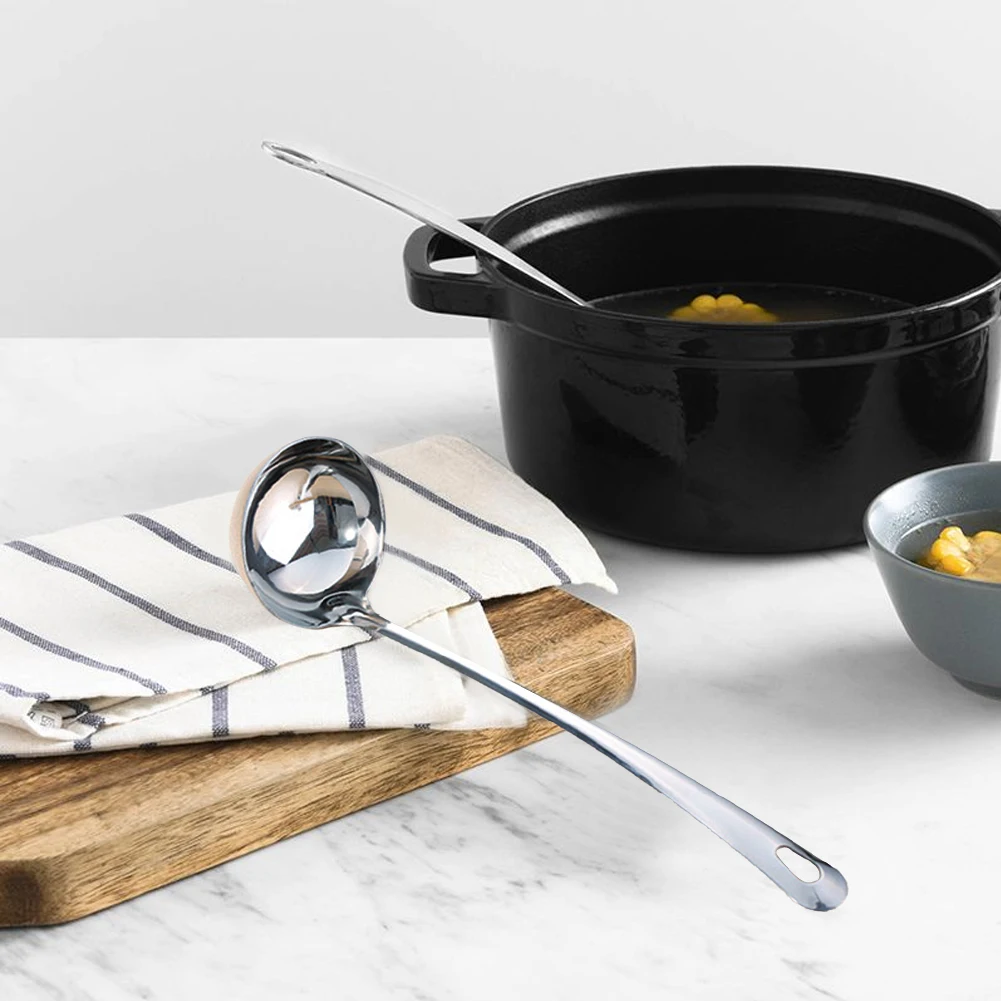 1 шт. Толстая ложка из нержавеющей стали с длинной ручкой круглая для смешивания