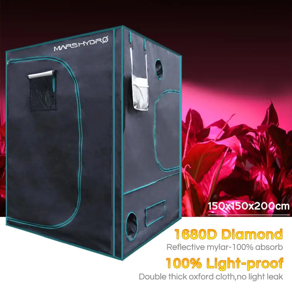 1680D Marshydro светодиодный тент для выращивания 150*150*200 см для гидропоники, коробка для выращивания, светодиодный тент для выращивания