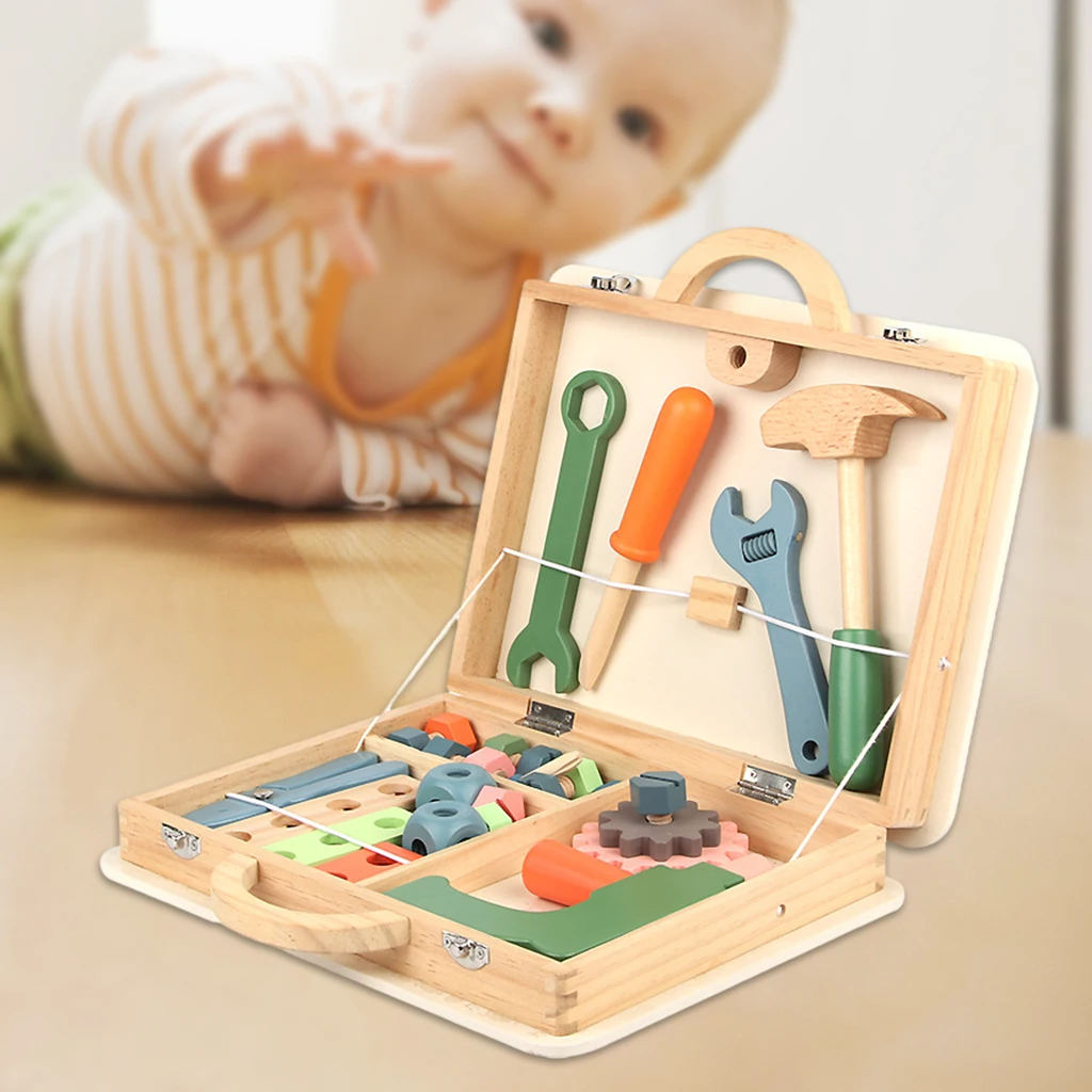 

Toddlers Wooden Toolbox Pretend Play Educational Toy Role Play Gifts Age 3+