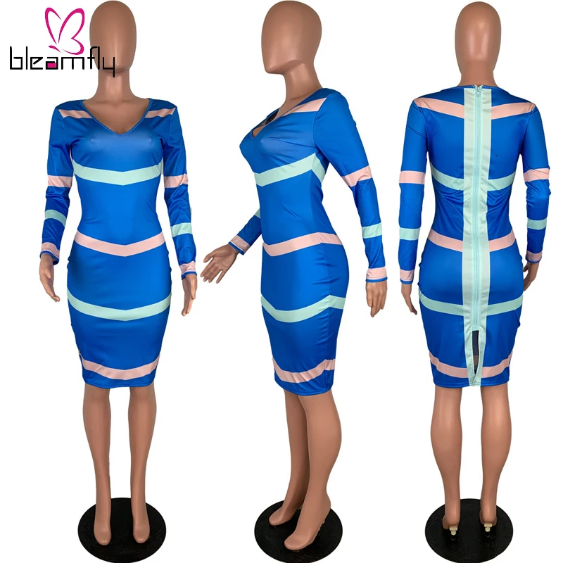 2019 осенне зимнее женское облегающее платье средней длины на молнии с высокой