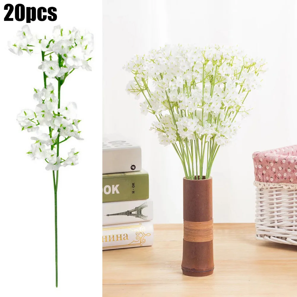 

20pcs Artificial Fake Gypsophila Silk Flowers Bouquet Wedding Decor DIY Wedding Home Balcony Outdoor Decoration