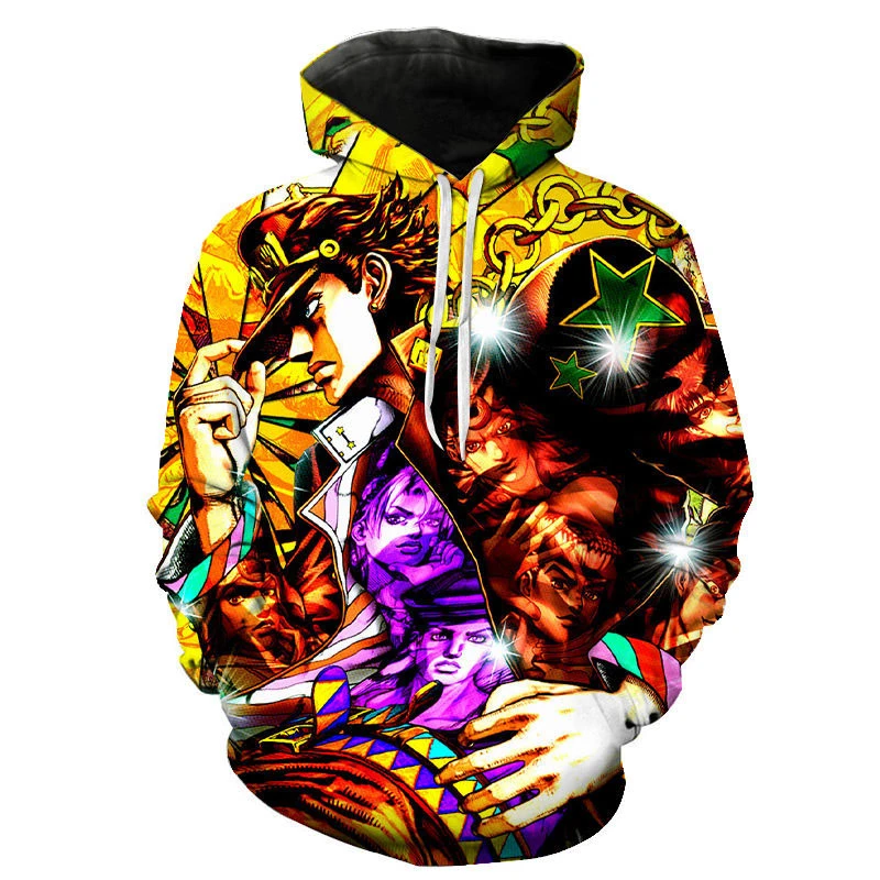 

Толстовка с капюшоном для мужчин и женщин, смешная кофта с японским аниме невероятные приключения Джоджо, модная мультяшная одежда в стиле ...