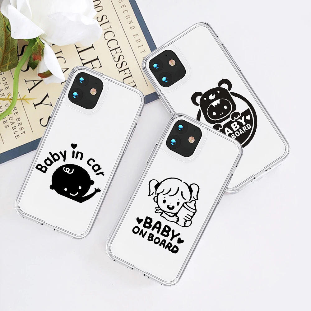 

New Baby On Board funny cartoon cute Phone Case for IPhone 12 Mini 5 6 6S 7 8 SE Plus X XS XR 11 12 13 Pro Max Coque Funda cover