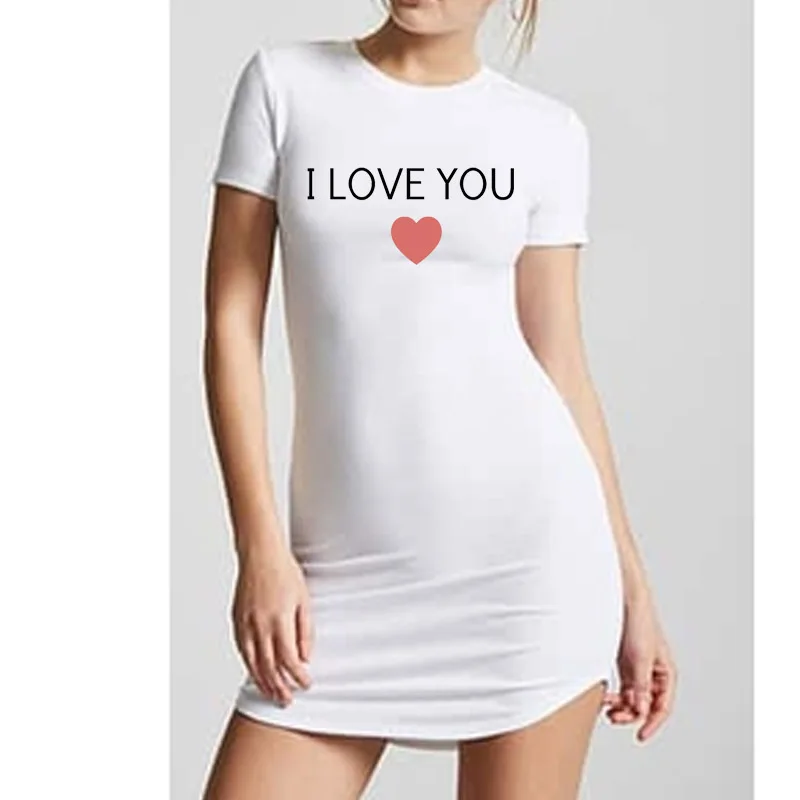 Харадзюку 2019 Летнее мини платье с длинными рукавами и принтом I LOVE YOU летнее