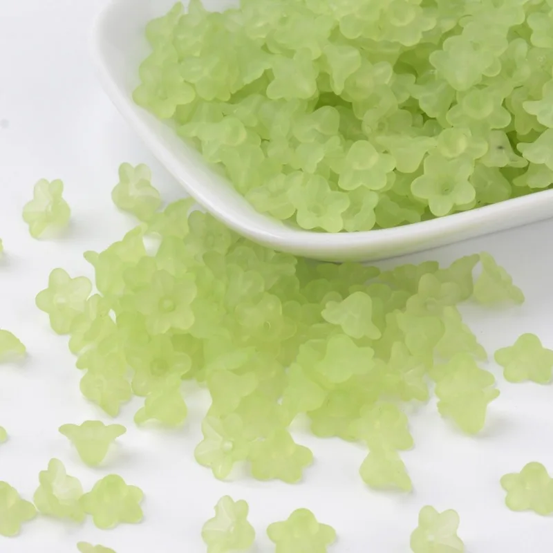 Прозрачные Акриловые бусины с цветами матовые для изготовления сережек DIY 10x5 мм