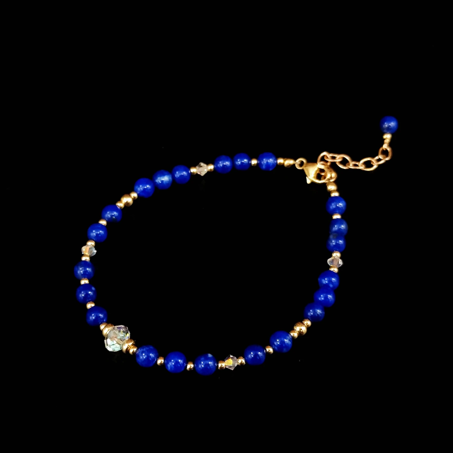 Браслет Lii Ji Lapis Lazuli с австрийским кристаллом 14 к позолота 17 + 3 см натуральный