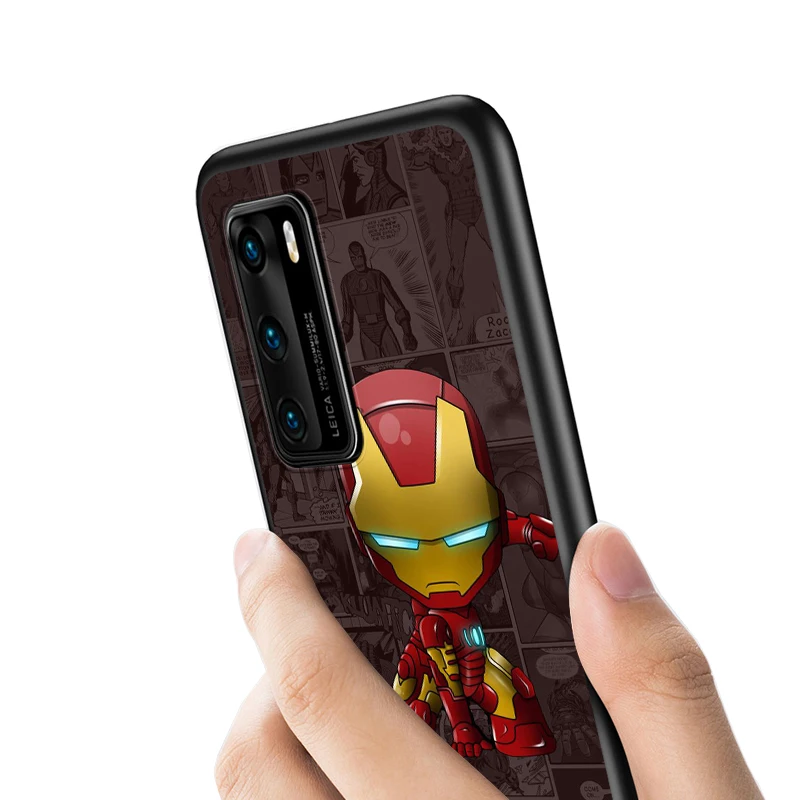 

Iron Man Iron Heart Silicone Cover For Huawei P40 P30 P20 Pro P10 P9 P8 Lite RU E Mini Plus 2019 2017 Black Phone Case