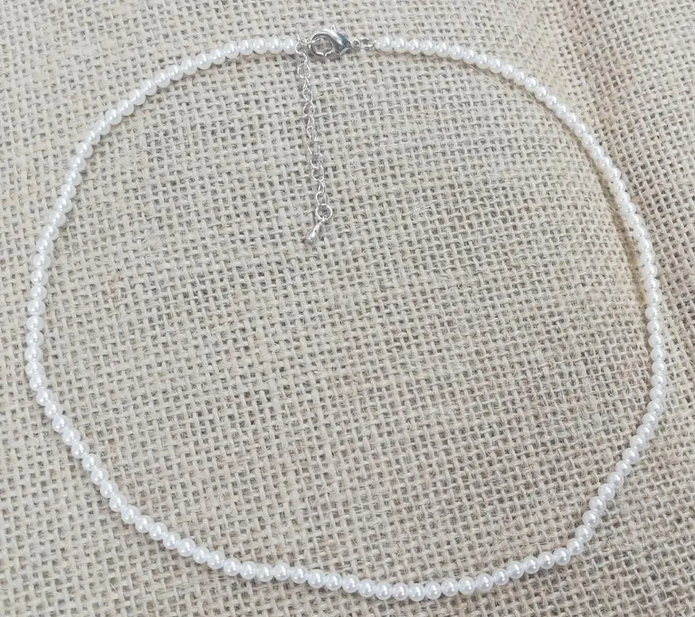 

Women Jewelry necklace 3mm white round beads natural south sea shell pearl handmade necklace