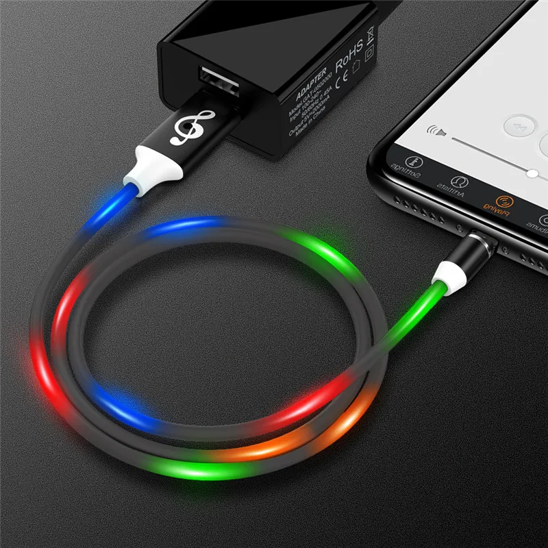Светодиодный магнитный Micro USB кабель для samsung S10 S9 Быстрый usb type C зарядный кабель для зарядки USB C Магнитный зарядный кабель для мобильного телефона