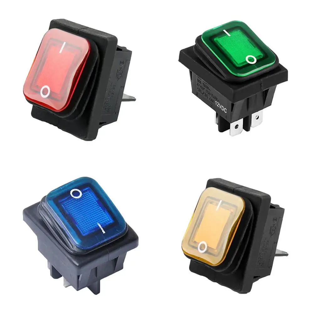 Switch Car Led Bakcground Light 1pc DIY Locking Red Blue Yellow Green Button On-Off 4Pin Rocker | Автомобили и мотоциклы