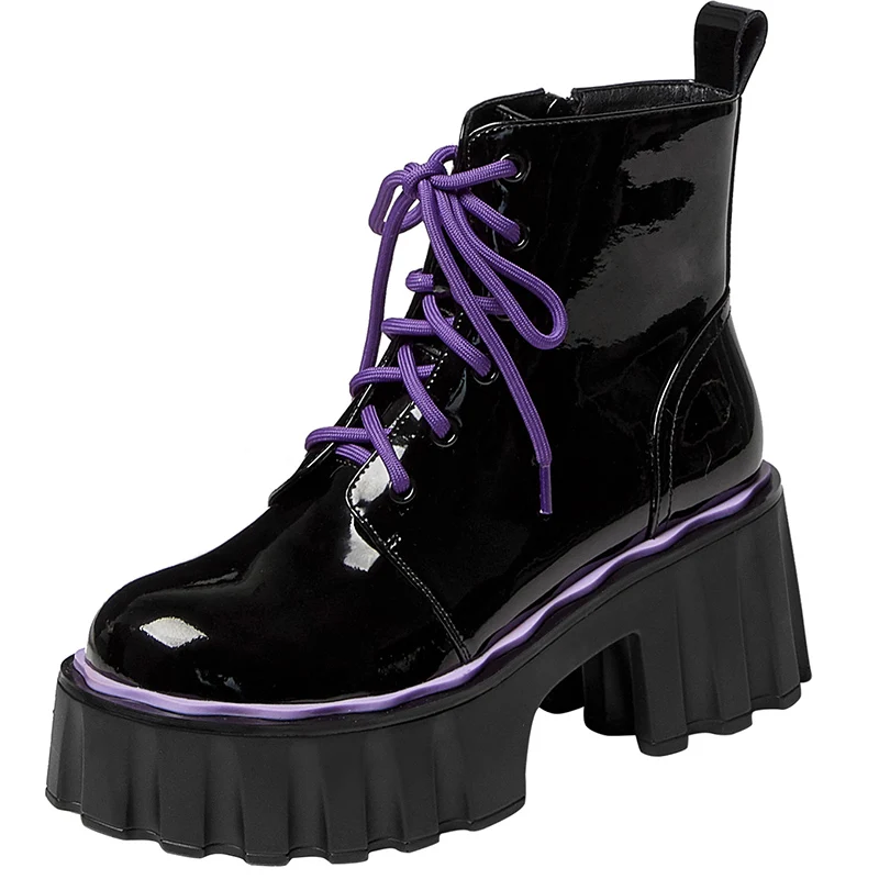 

Spring Autumn Winter Ankle Martin Boot Women Shoes Thick Bottom Short Plush Boot Shoes Punk Boots Elegant Platform Lace UpA280
