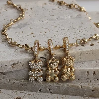 korean gold color cartoon bear zircon pendant accessories charming necklace diy bracelet anklet unique friendship jewelry gift