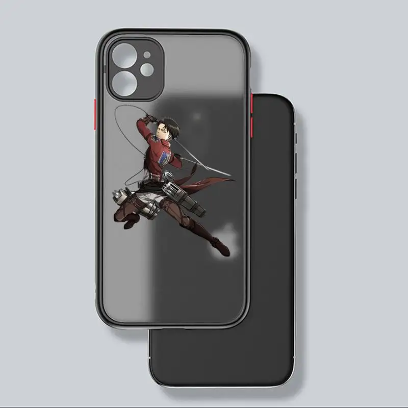 

attack on titan Phone Case black matte transparent For iPhone 7 8 x xs xr 11 12 pro plus mini max Clear Funda