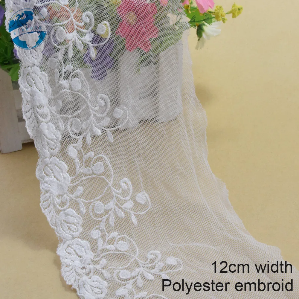 

10 ярдов, 12 см, ширина, вышивка из полиэстера, кружево, шитье, искусственная отделка, свадебное украшение, «сделай сам», куклы, аксессуары, круж...