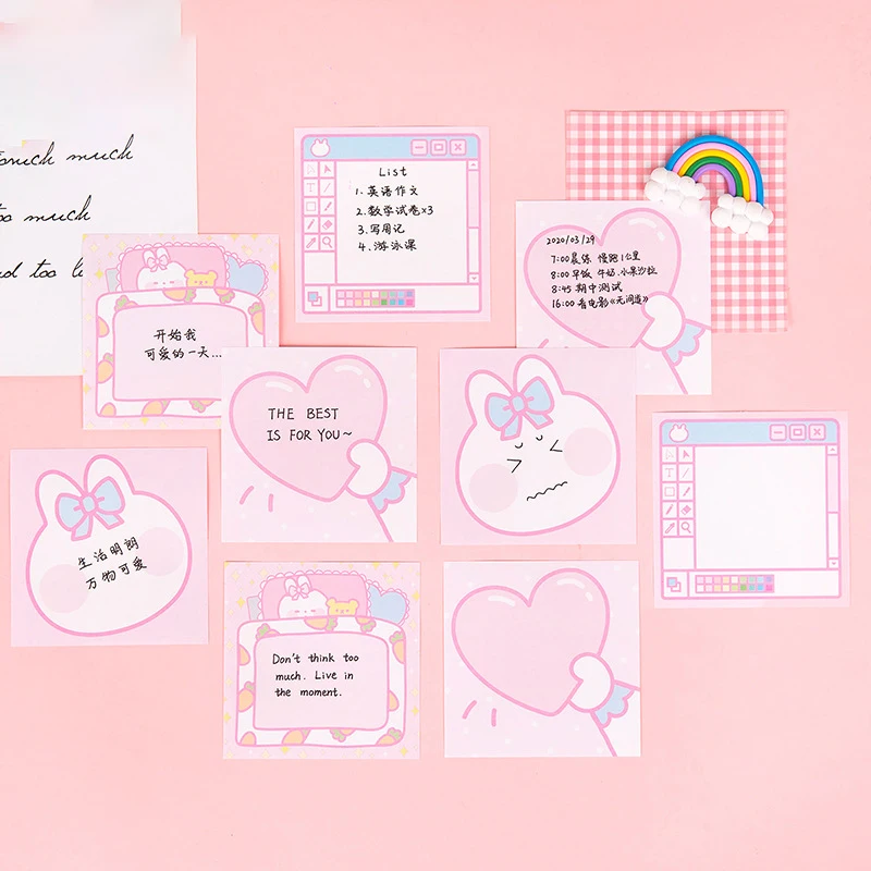 50 листов розовый дневник серии Sweet Rabbit блокнот для заметок DIY клейкий Эсколар