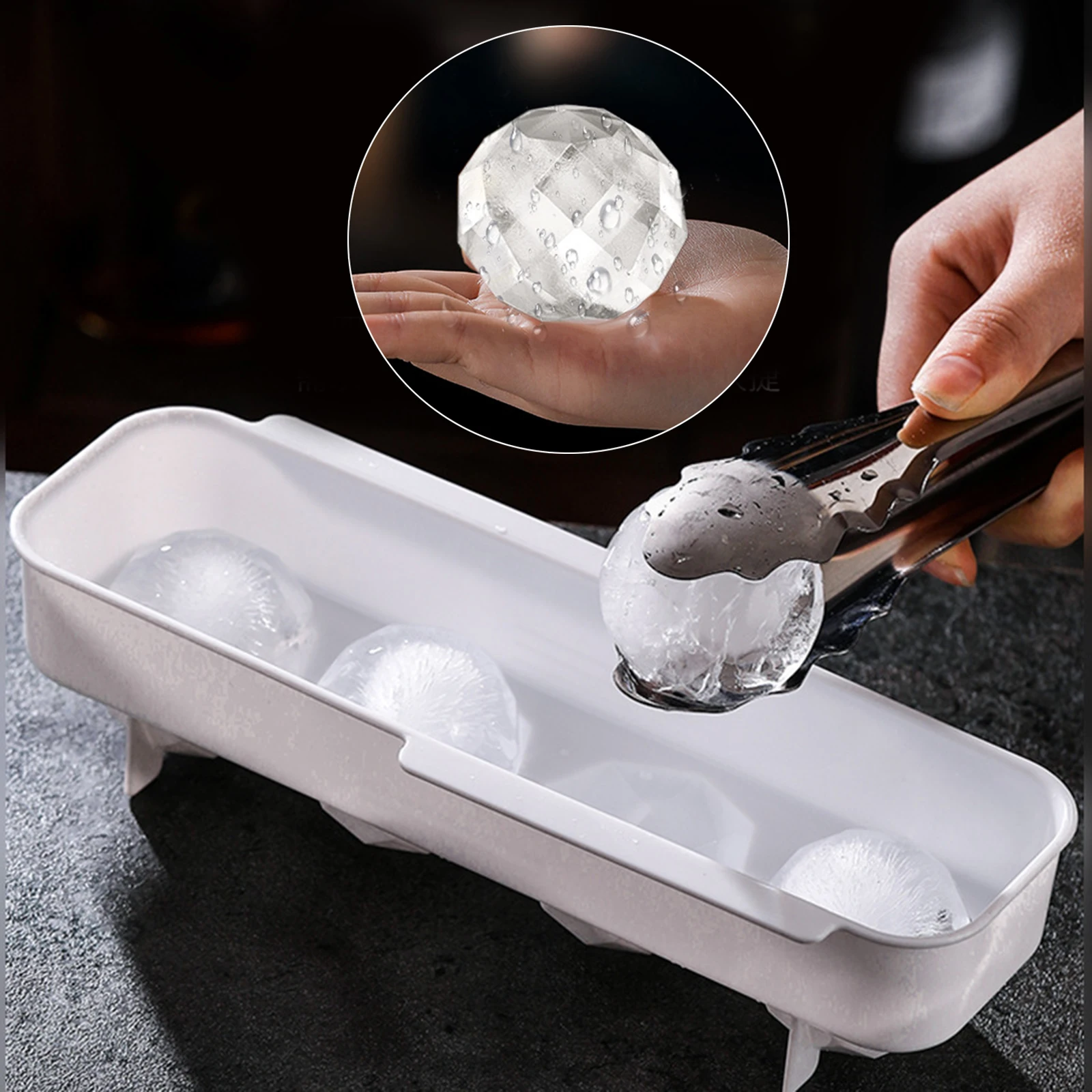 

Ice Cube Molds Large Sphere Ice Ball Maker BPA Free for Whiskey 4/15 grids