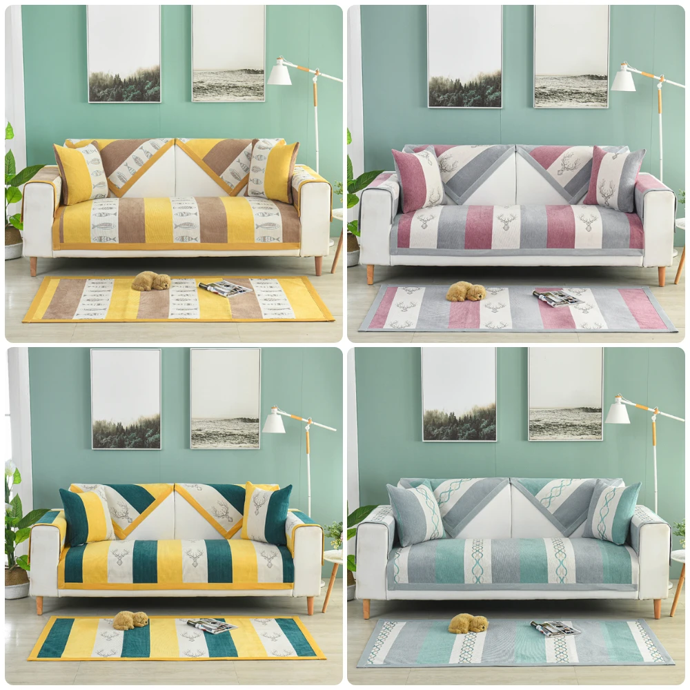

Chenille Jacquard Non-slip Sofa Cover Pet Dog Mat All-inclusive Removable Multi-size Corner Sofa Towel Backrest Towel Mats