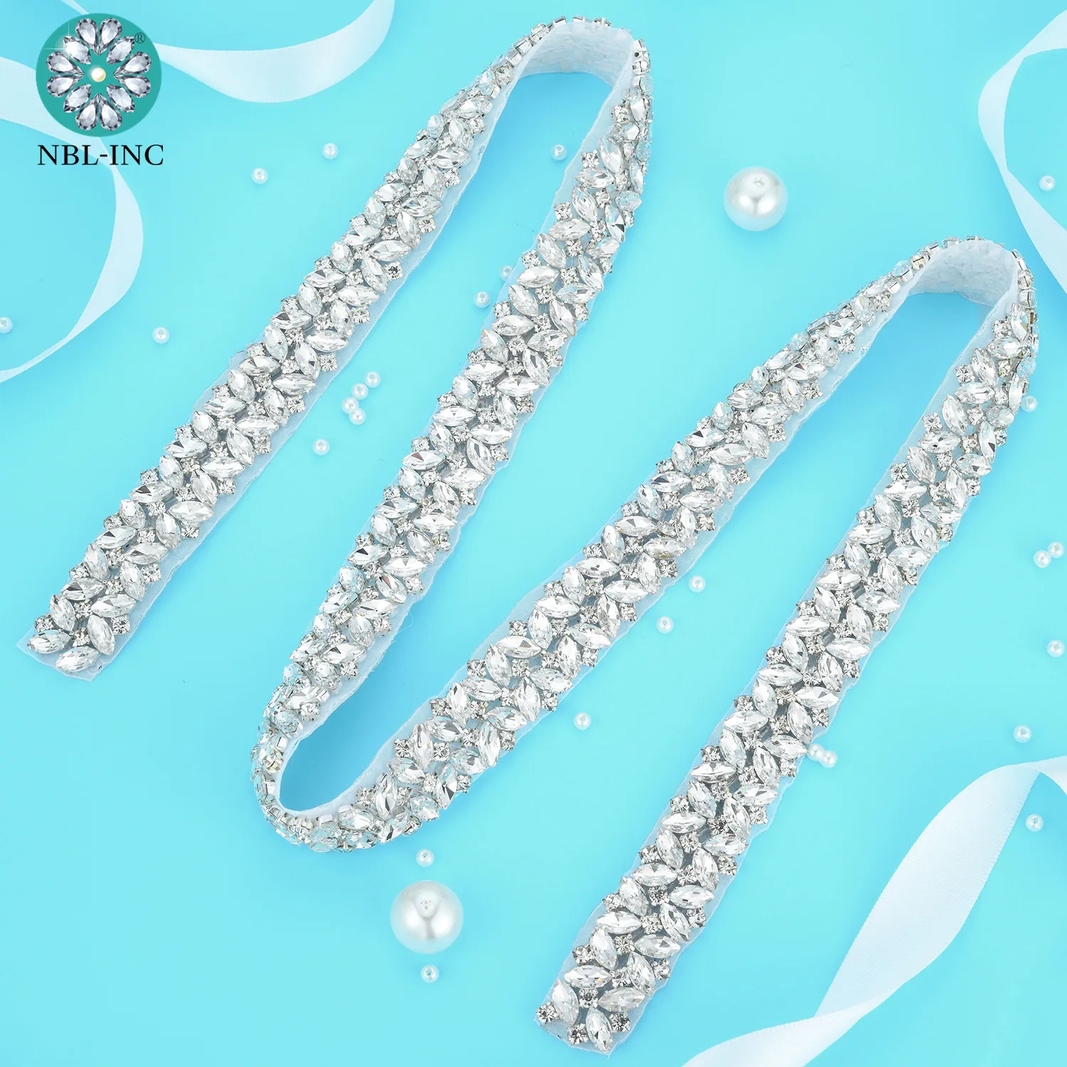 (10 ярдов) оптовая продажа серебряная Свадебная аппликация Стразы с кристаллами