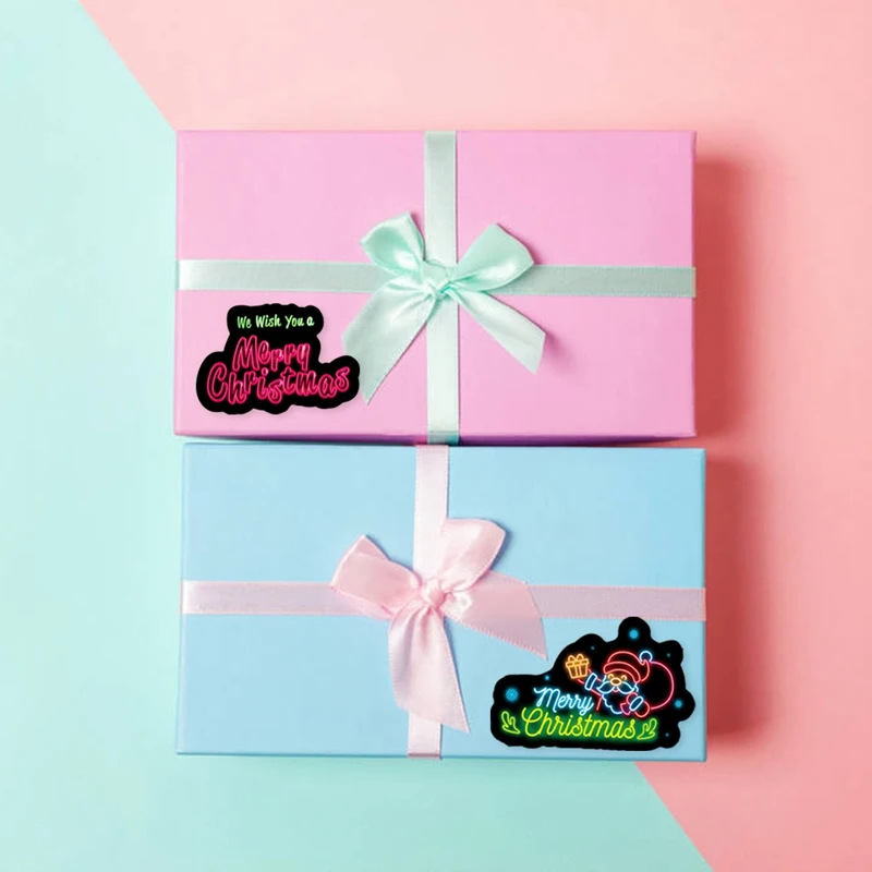50 Pcs Christmas Neon Graffiti Stickers Luggage Laptop Helmet Trolley Case Pvc Waterproof Gift Envelope |