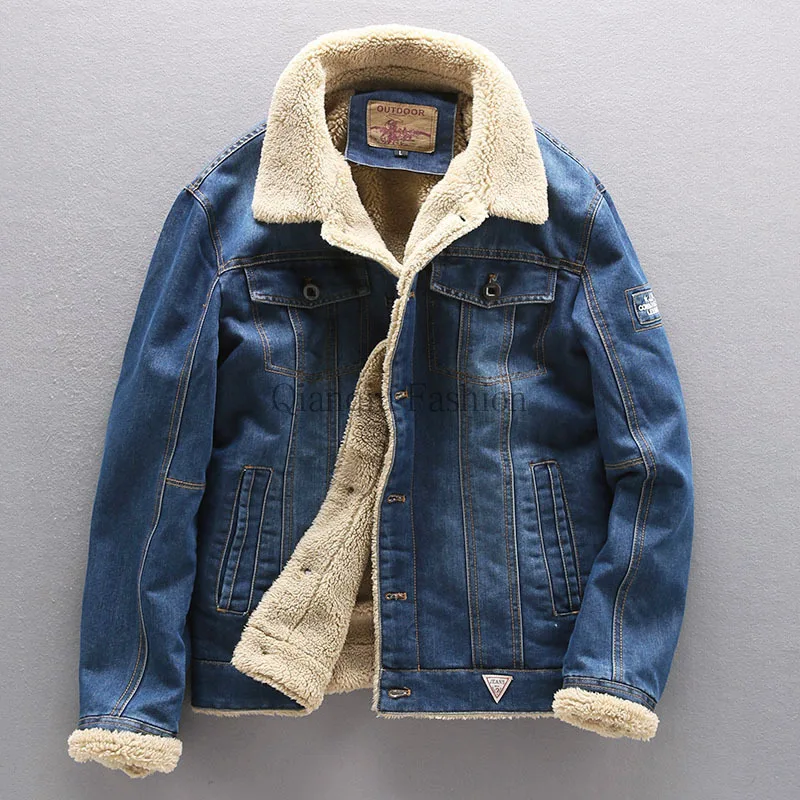 Джинсовая куртка мужская Толстая Уличная одежда джинсовая бомбер винтажная