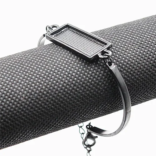 Black Fit 10x25 мм винтажный металлический прямоугольник пустая Установка ободок браслет из кабошона прямоугольная основа для DIY браслет 5 нитей/лот K05376 - Цвет: Black