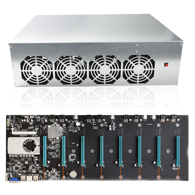 

1 set BTC-S37 T37 D37 Mining Chassis Combo 8 GPU Bitcoin Crypto Ethereum BTC Mining rig Motherboard with 4 Fans for BTC T37 D37
