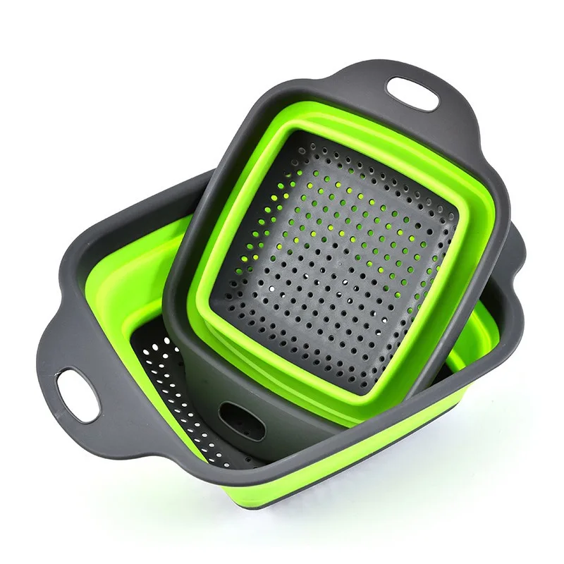 

Foldable Silicone Colander Fruit Vegetable Washing Basket Strainer Kitchen Tool Kitchen Refrigerator Storage Box Food Container