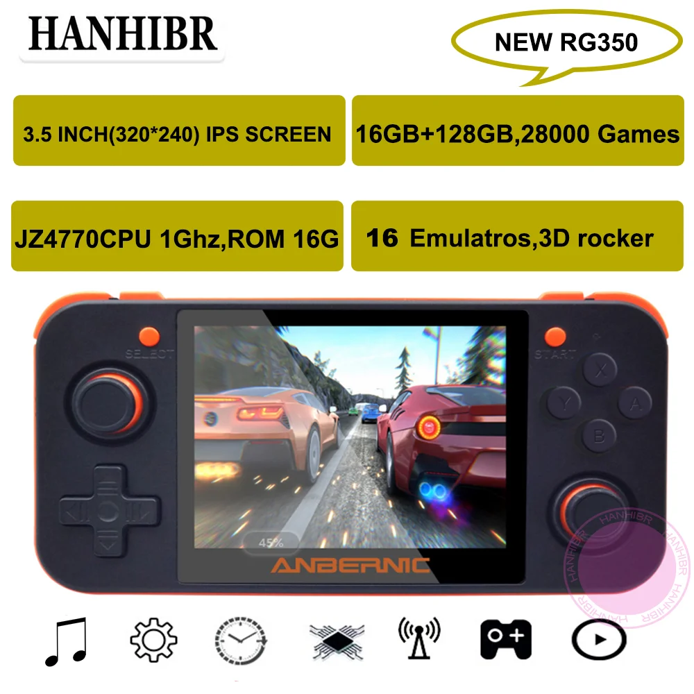 ANBERNIC RG350 ips Ретро игры 350 видео игры обновление игровой консоли ps1 игры 64 бит opendingux 3,5 дюймов 28000+ игры rg350