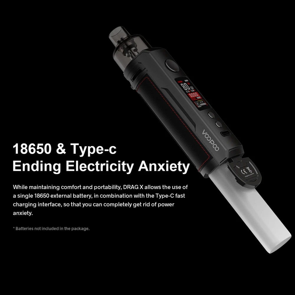 

VOOPOO Original E-Cigarette DRAG X Pod Mod 80W Vape Kit 4.5ml Capacity no 18650 Battery Voopoo Drag Mod Pod with VM6 VM1 Coils
