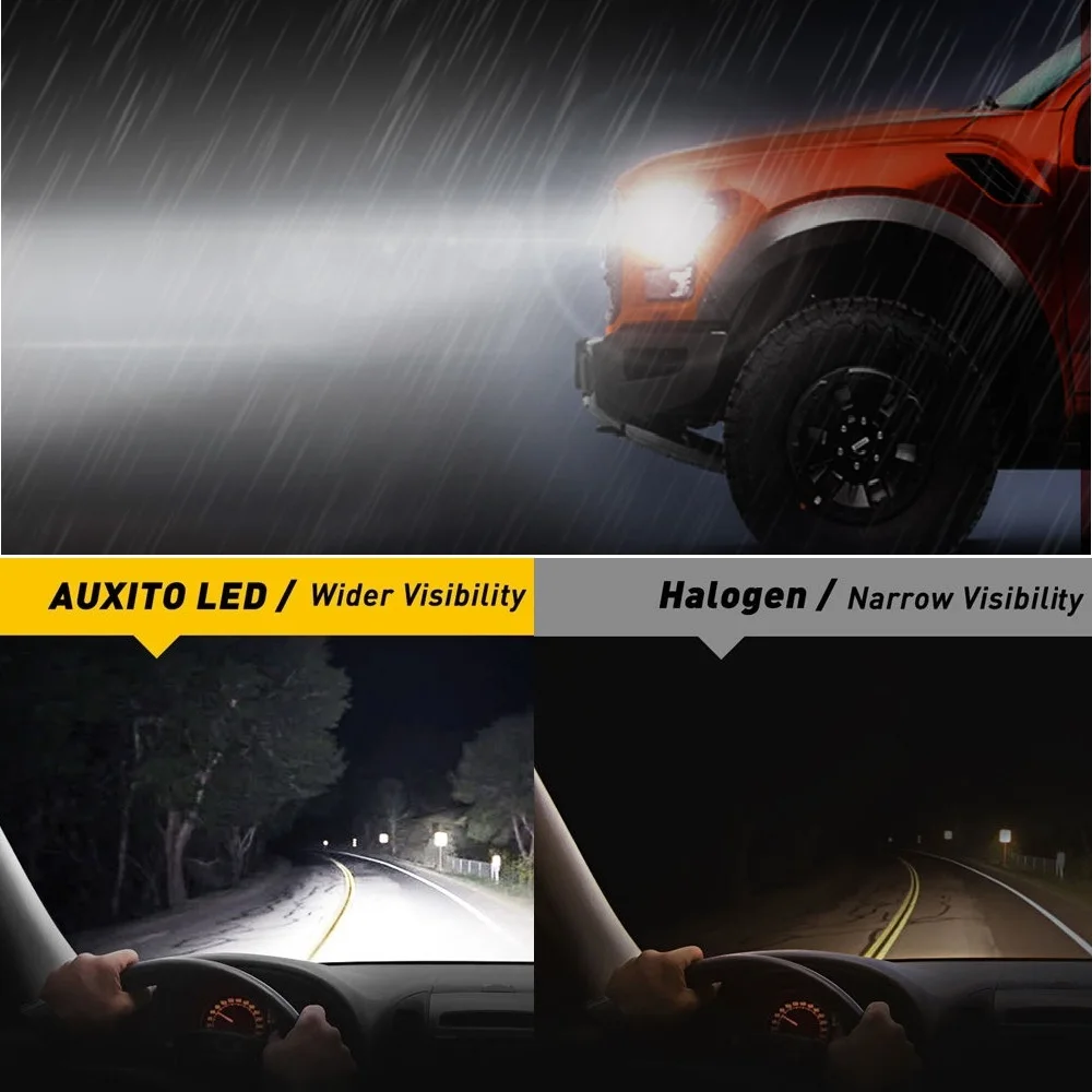 2 шт. AUXITO Y13 H7 LED 6500K белый 16000LM 80W Canbus Turbo H4 H8 H11 9005 9006 9012 HIR2 H13 HB3 HB4 фара фары 12V включены.