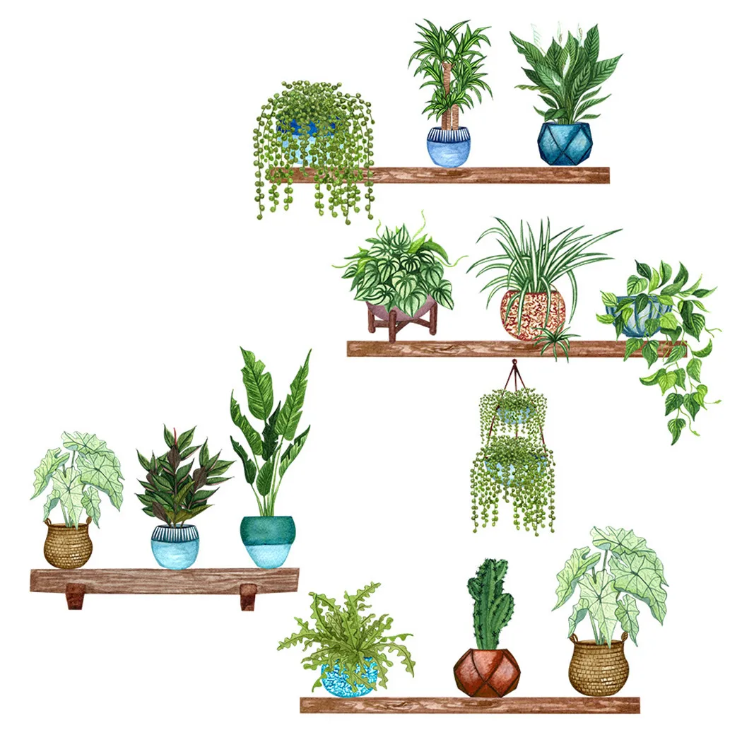 

1 Set Of Wall Sticker 120*90cm PVC Green Tropical Leaves Plant Decal Nursery Art Mural Home Decor In Stock