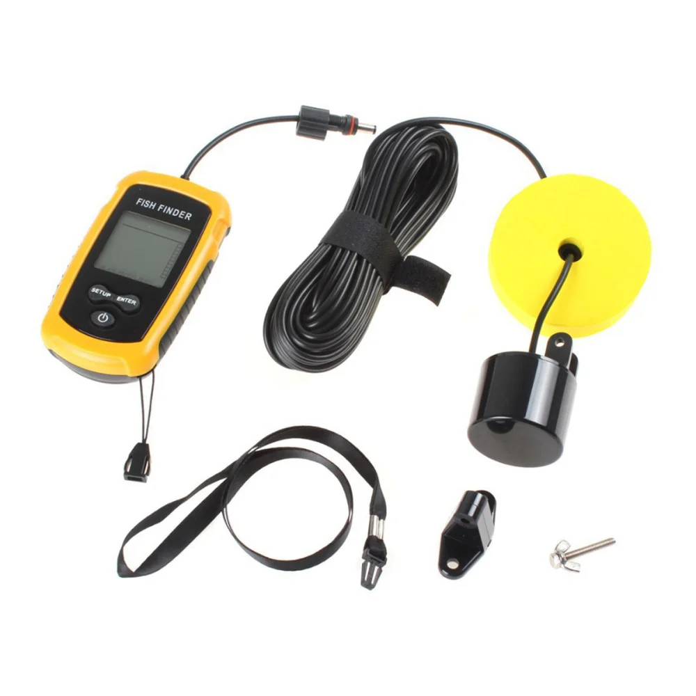 

VT-FF001 Portable Sonar Fish finder Handheld Wired Fish Finder Sensor Transducer with LCD Display (Yellow)
