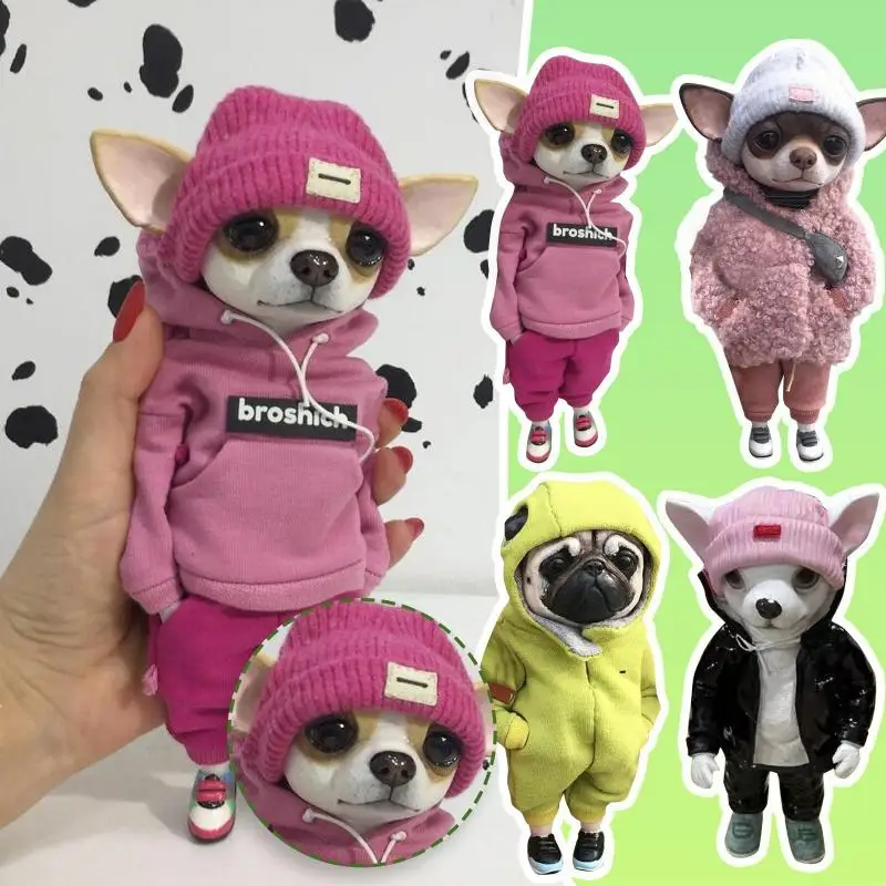 

Кукла ручной работы из смолы стоячий щенок игрушка фигурка Чихуахуа искусственная Милая модная глиняная животная украшение поделки