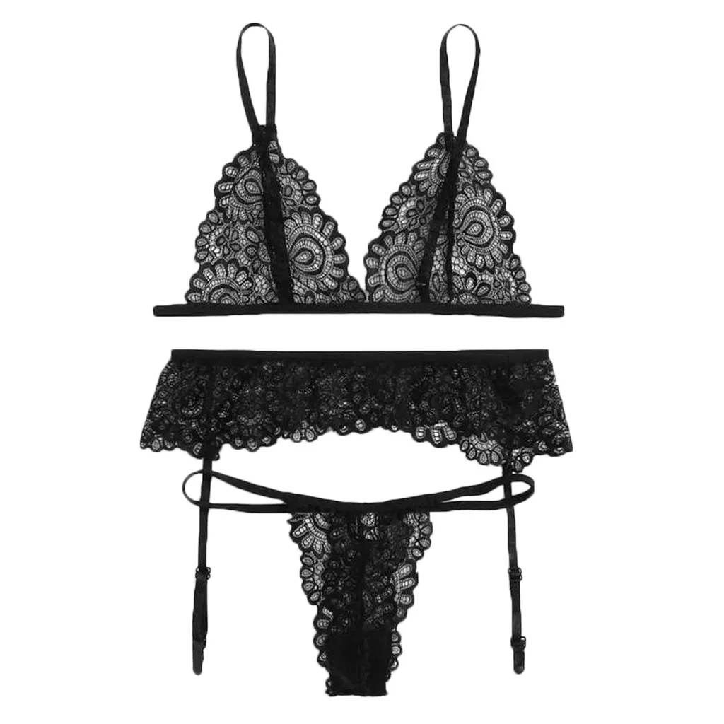 3 шт. сексуальный пижамный комплект для женщин большой размер кружевной