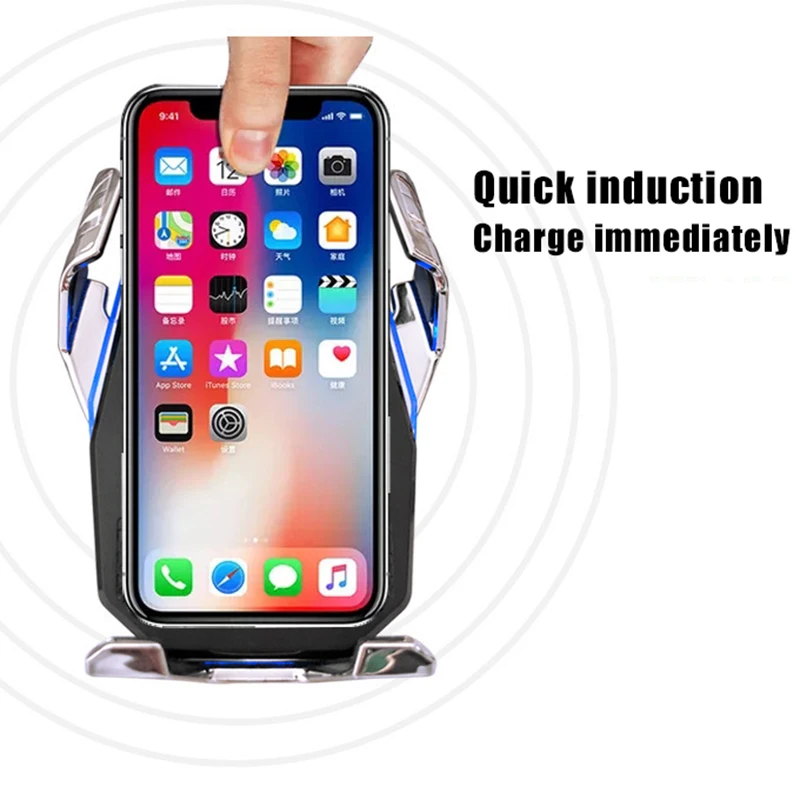 

Car Mobile Phone Wireless Charger Bracket Holder Fast Charging 360 Degree Rotating QJY99