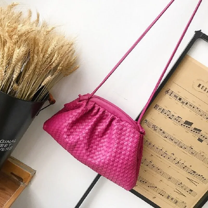 Роскошные сумки женские повседневного дизайна из плетеной ткани пельменки сумка