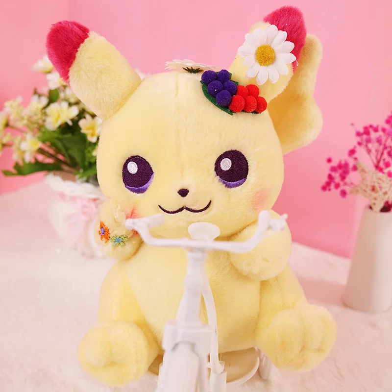 

Kawaii венок Пикачу плюшевая кукла Покемон Пасхальная серия Высококачественные мягкие игрушки с вышивкой детский
