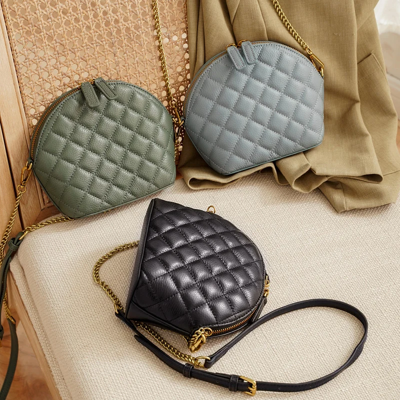 

New Fashion Lady Bag Brand Diamond Lattice Genuine Leather Handbag High Capacity Shoulder Crossbody Bag for Women Messenger Bags