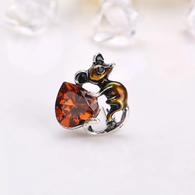 Очаровательная Женская эмалированная брошь в виде мыши булавки для женщин и